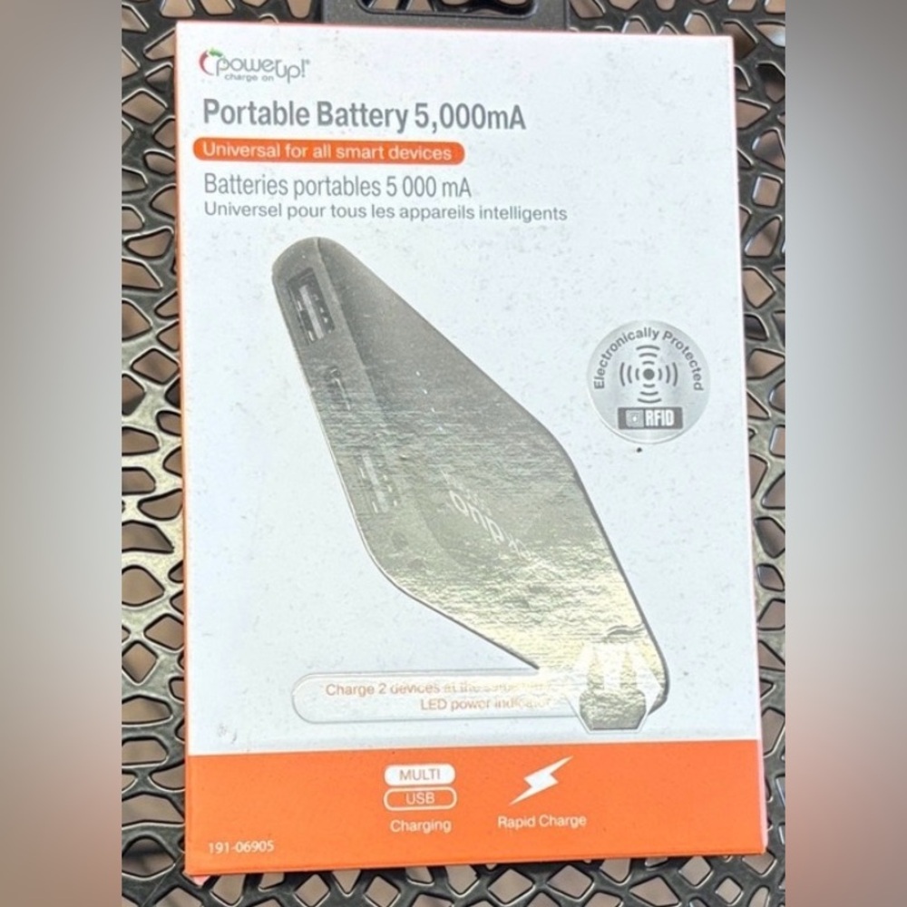 PowerUp Portable Battery 5,000mA Power Bank - White and Orange Box